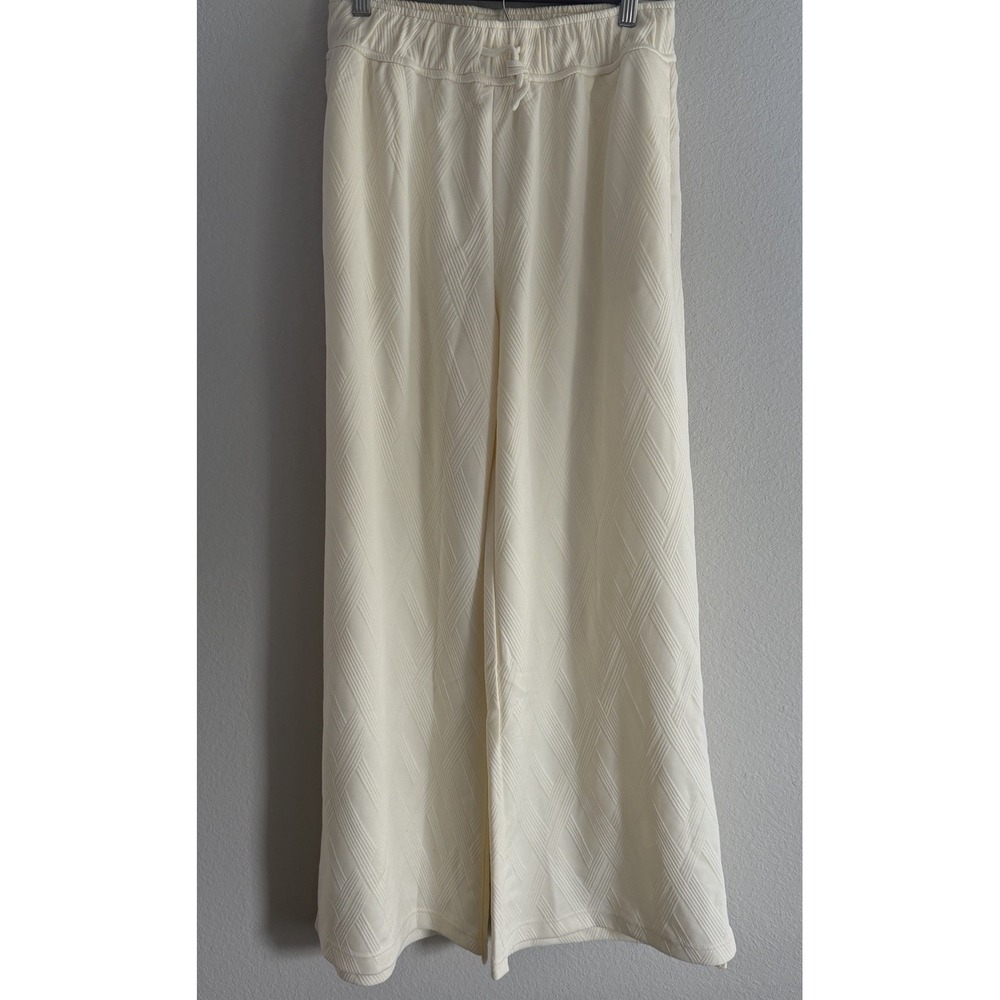 Umgee Women's Cream/Ivory Wide Leg Textured Cotton Pants Sz S NWT